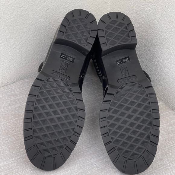 Aerosoles Faux Fur Cuff Black Chunky Ankle Boots Womens 9.5M Winter Warm Comfort - Picture 7 of 9